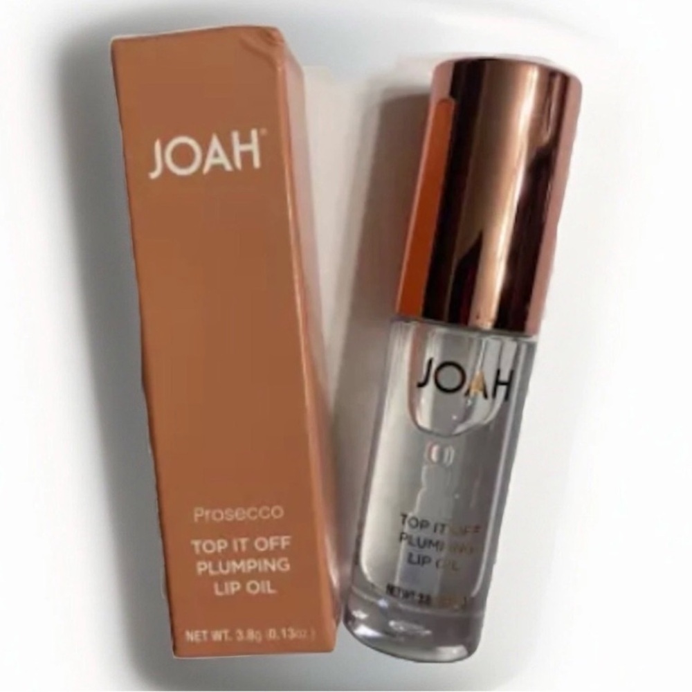J.O.A. Prosecco Lip Oil Gloss in Clear with Rose Gold Cap - Picture 2 of 2